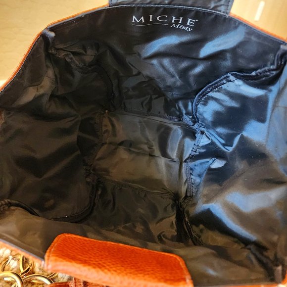 Miche MISTY Demi Chestnut Brown and Navy Blue Canvas Shell Cover Purse Bag Cover - Picture 7 of 14